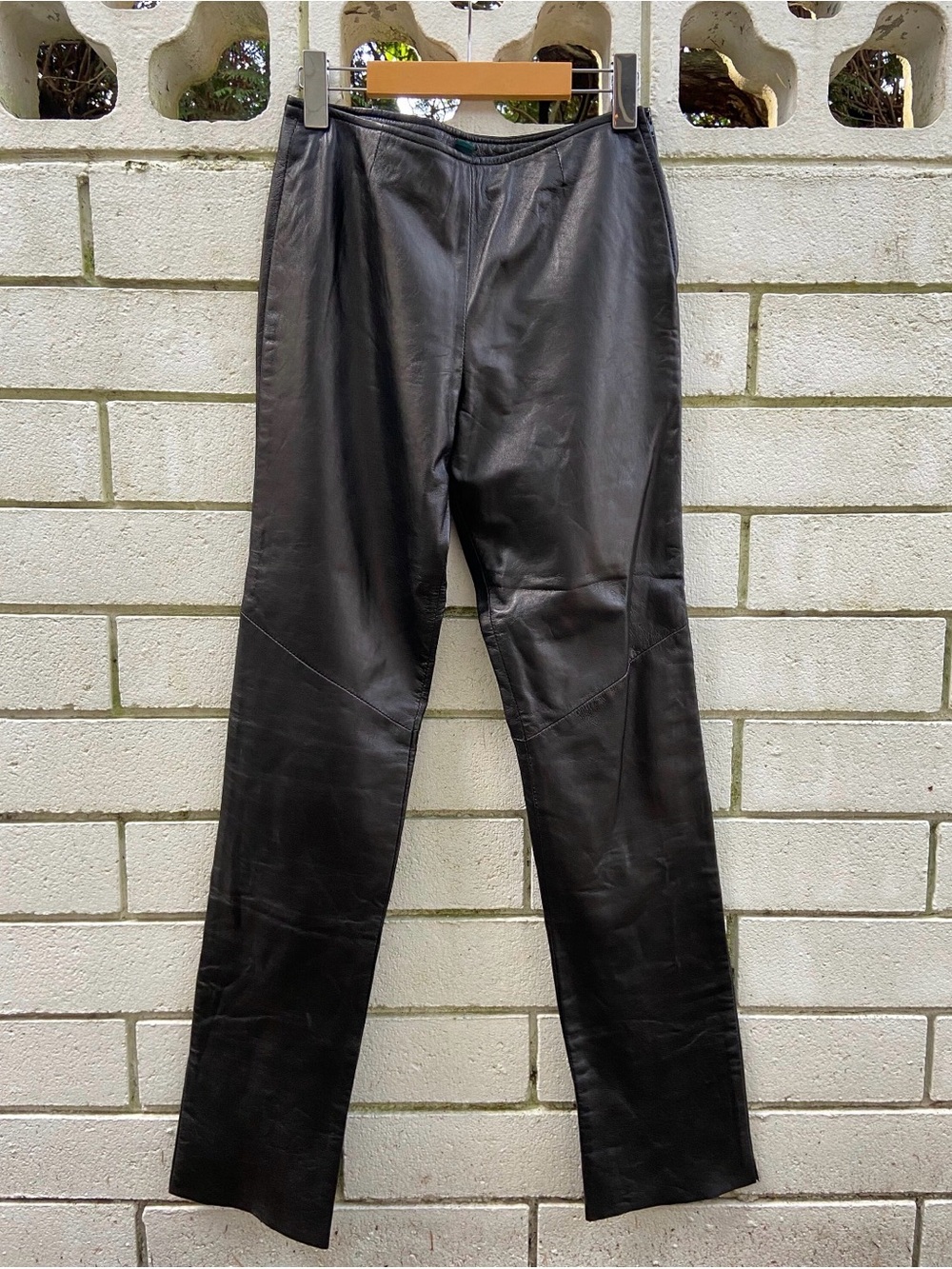DANIER Vintage 1990s Black Straight Leg Leather Pant